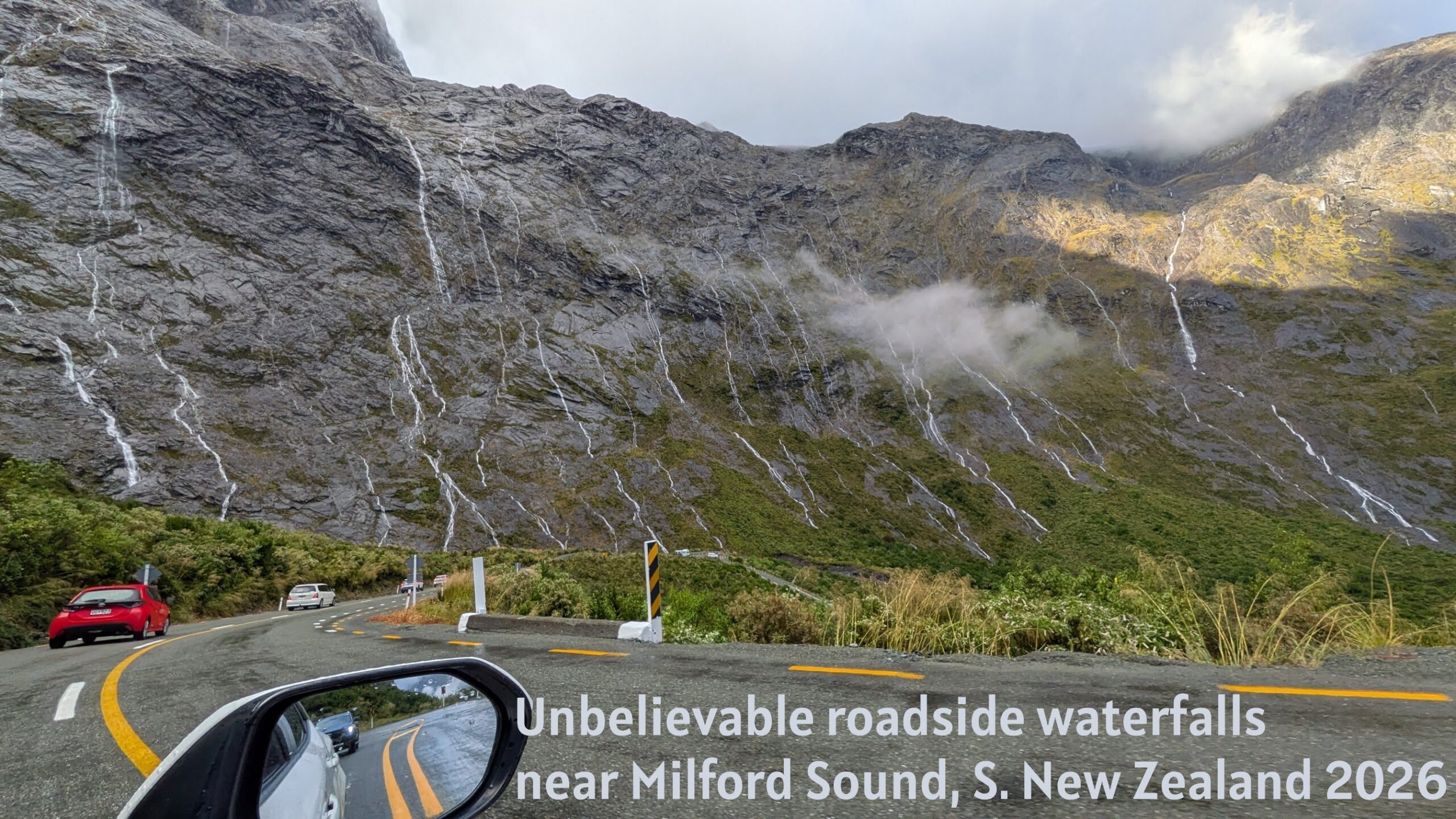 waerdalls near milford sound with caption.